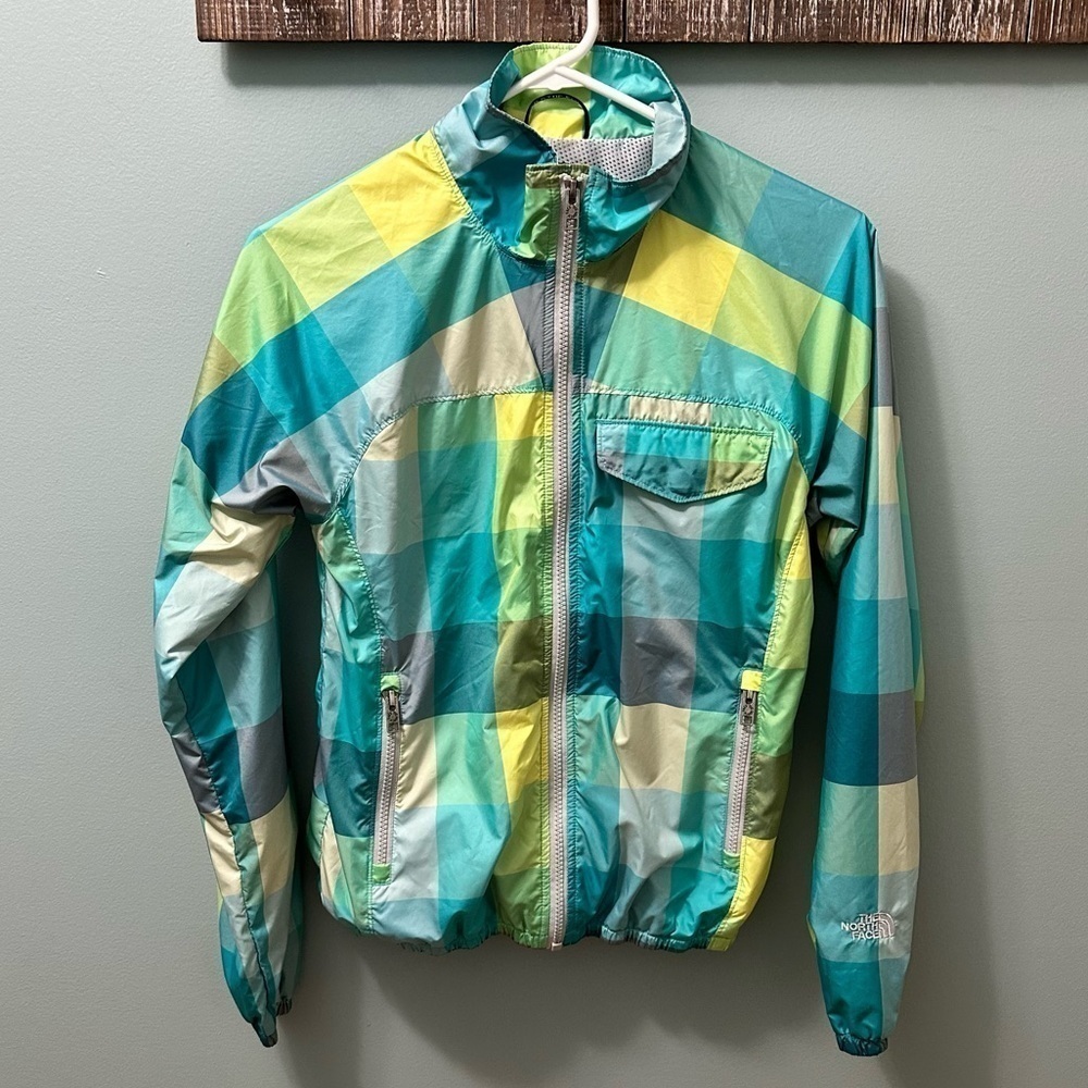 The North Face colorful plaid checker wind breaker jacket women’s XS - Picture 2 of 12